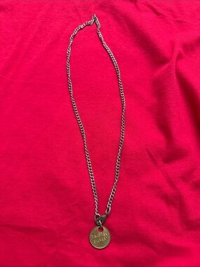 Twisted Silver Brass Disc Pendant Necklace in Gold-Tone